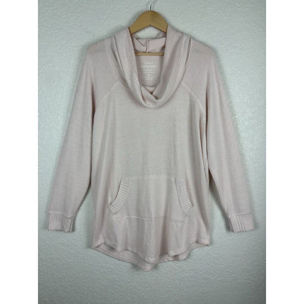 Torrid Super Soft Plush Women’s Top Sz 0 Pink Cowl Neck Cozy Comfy Lounge Travel